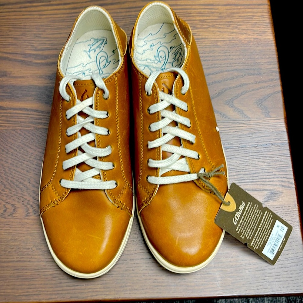 Olukai Mens sz 10 and 9.5 Kahu Eono shoes Tan/Tapa